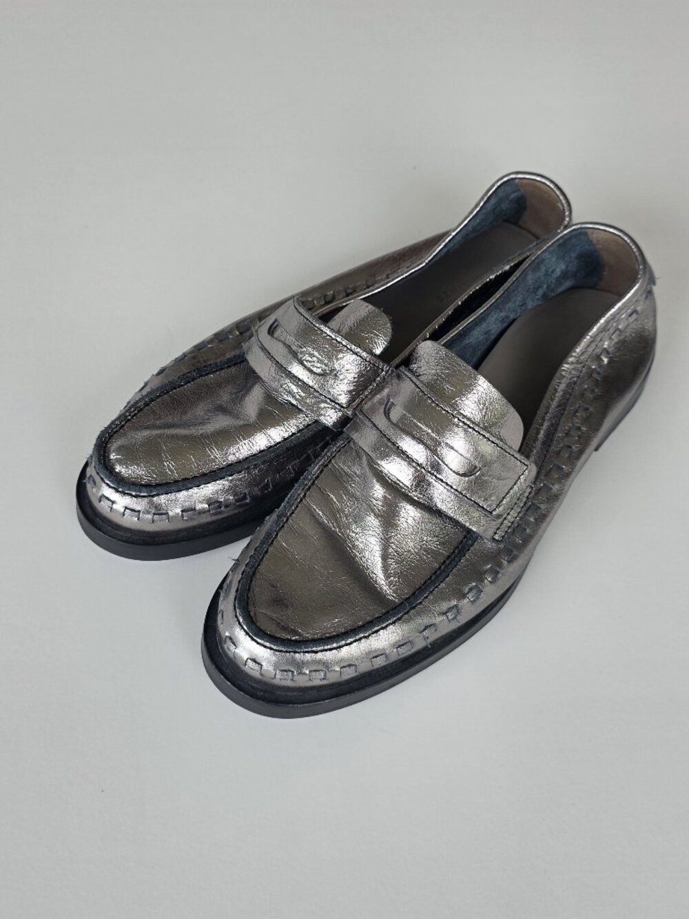 Allsaints Sofie Metallic Leather Loafers
